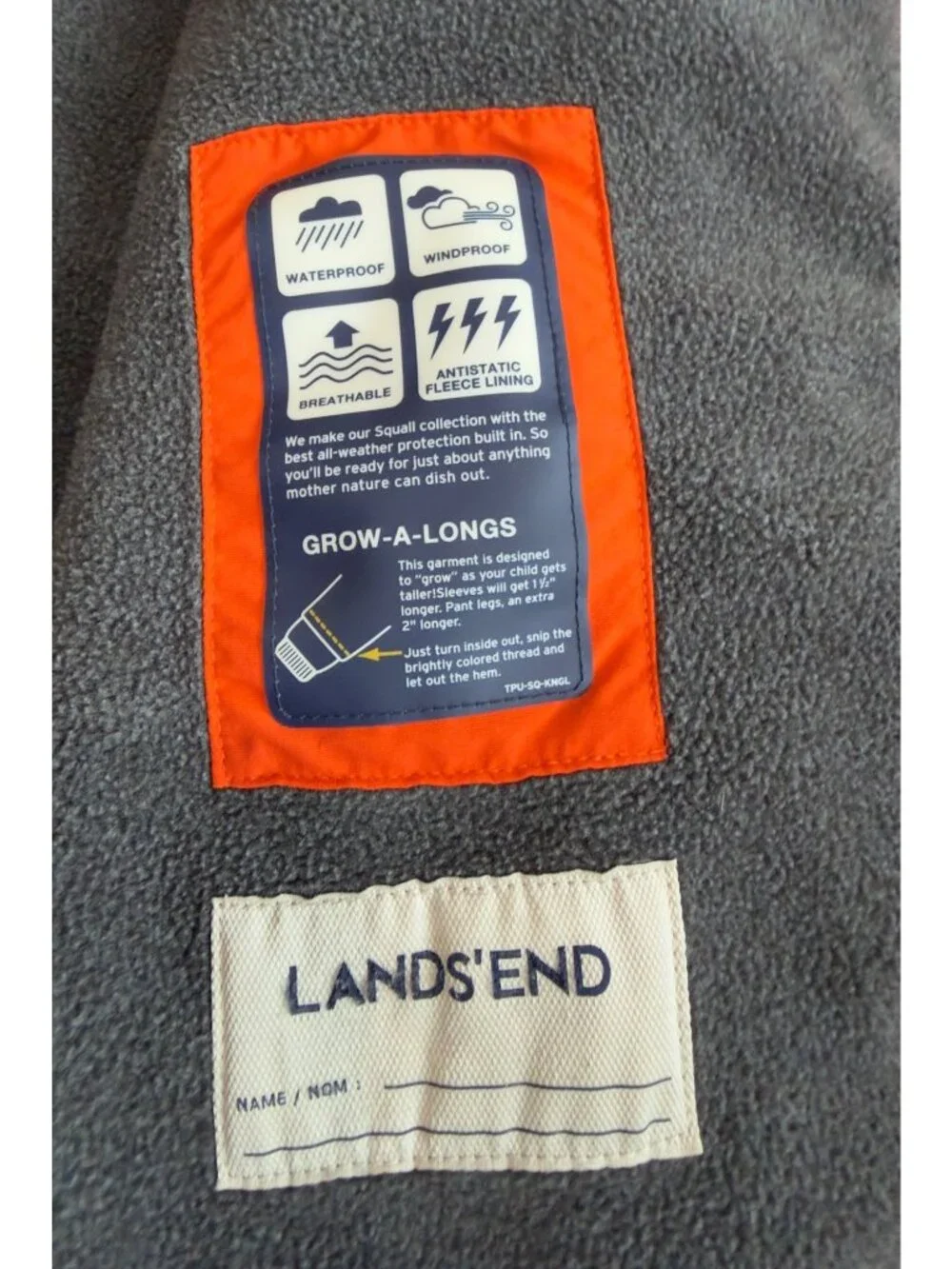 Lands End Jacket Boys Size Small / 8 Insulated Parka Orange Hooded Waterproof